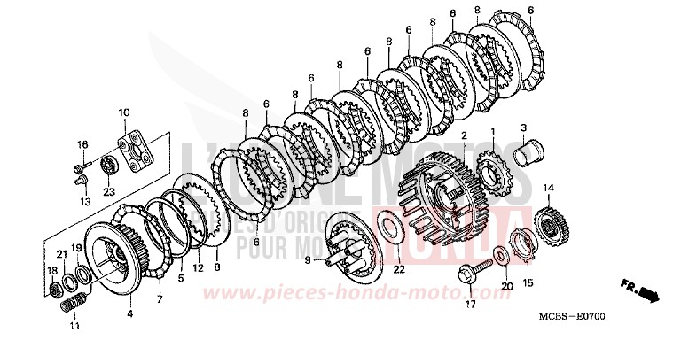 CLUTCH for Transalp 650 SHIELD SILVER METALLIC (NH480) from 2004